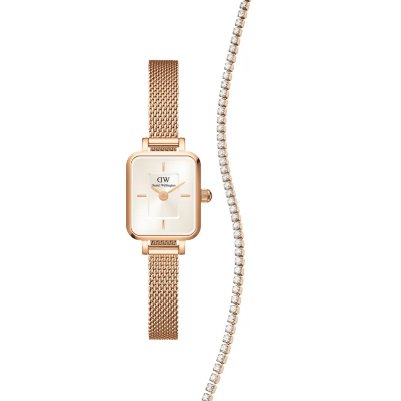 Quadro Mini Champagne Melrose + Tennis Necklace sold by Daniel Wellington