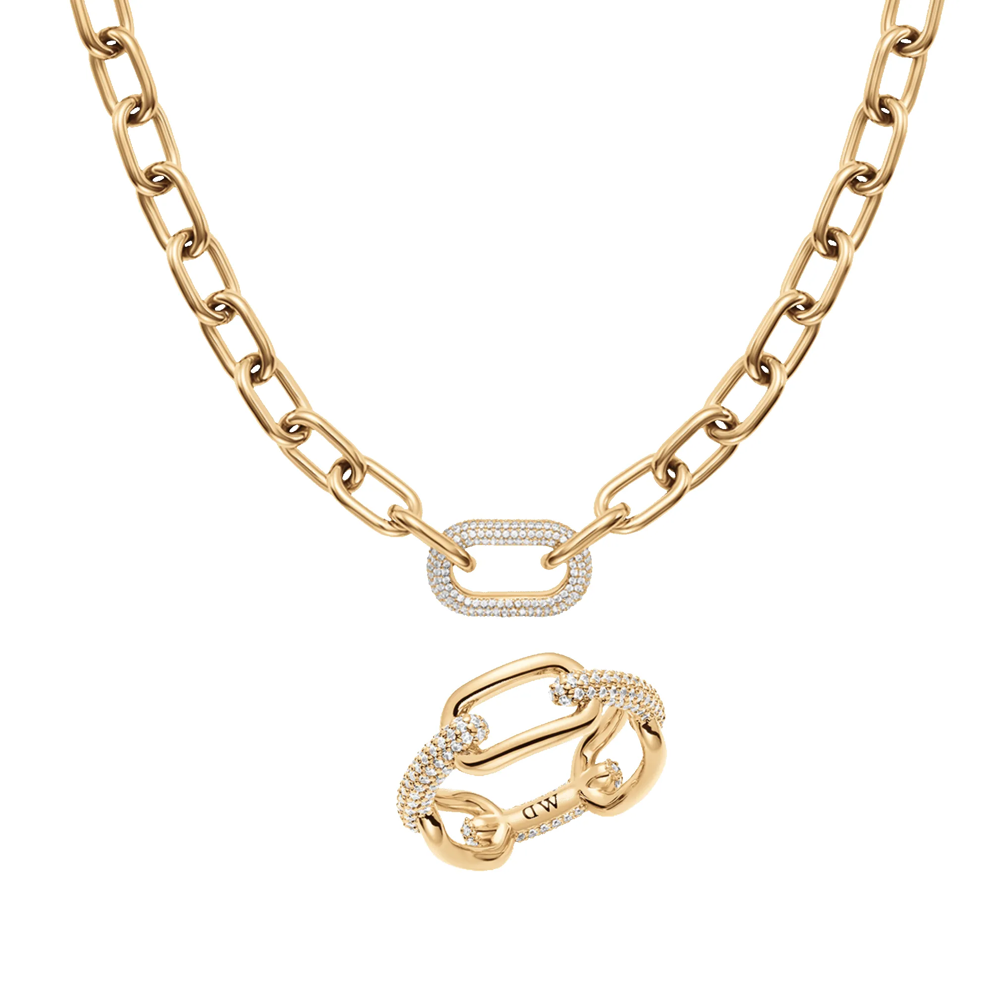 Crystal Link Ring, Necklace & Bracelet Gold sold by Daniel Wellington