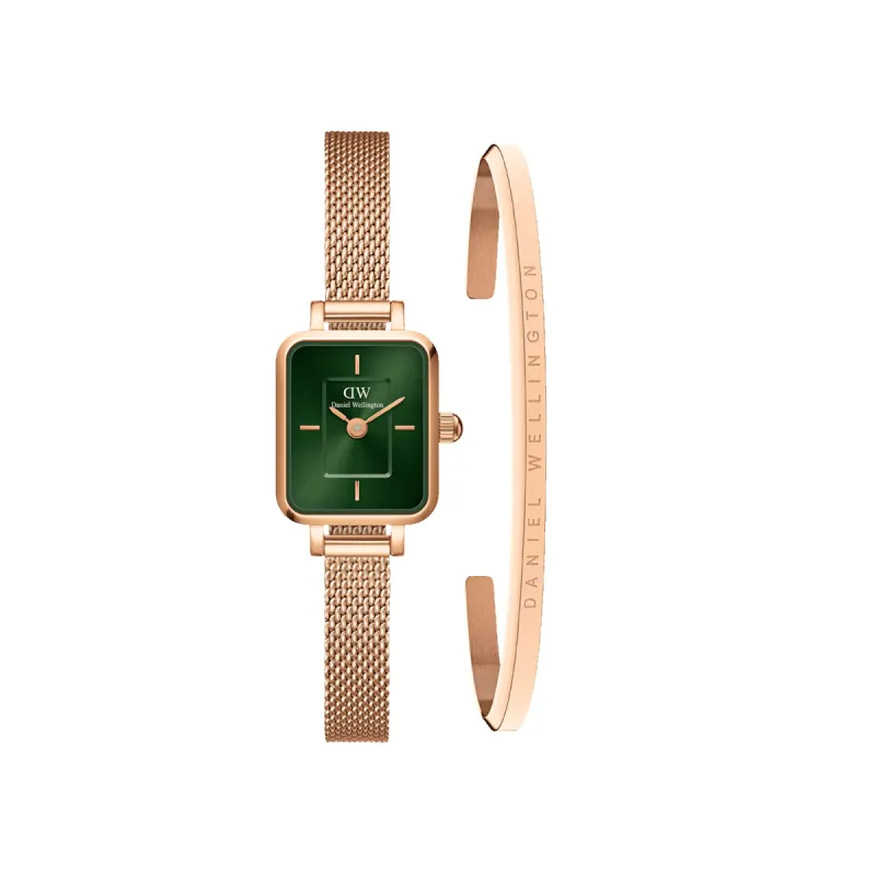 Quadro Mini Melrose Emerald + Classic Bracelet sold by Daniel Wellington
