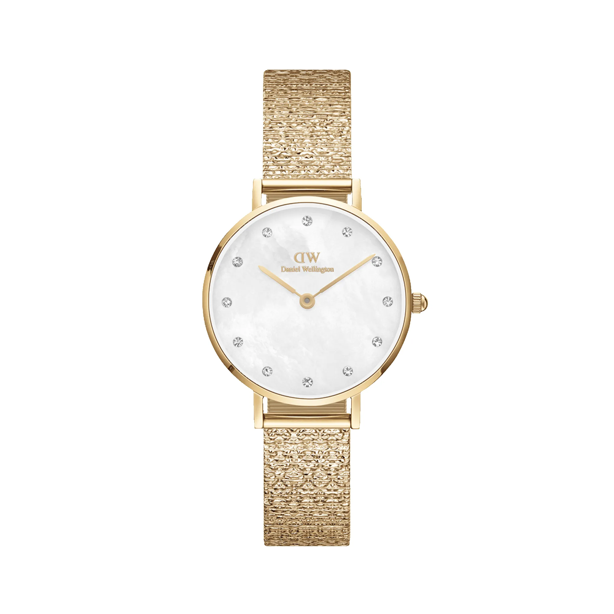 Petite Lumine Pressed Piano White MoP Gold sold by Daniel Wellington