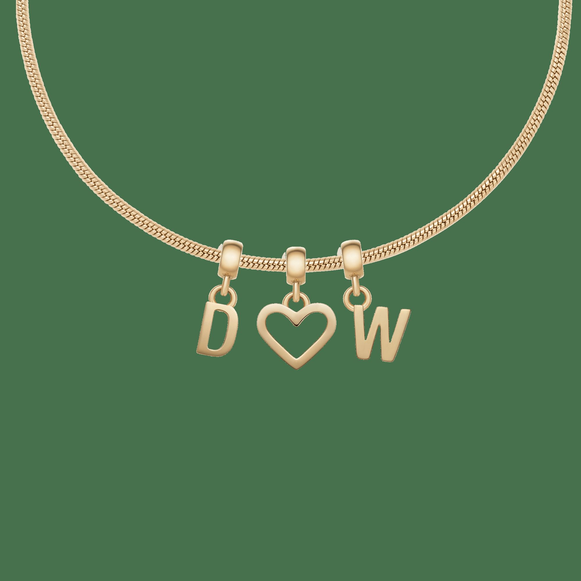 Charm Snake Necklace + Heart Charm G + Your Choice of Two Letter Charms sold by Daniel Wellington