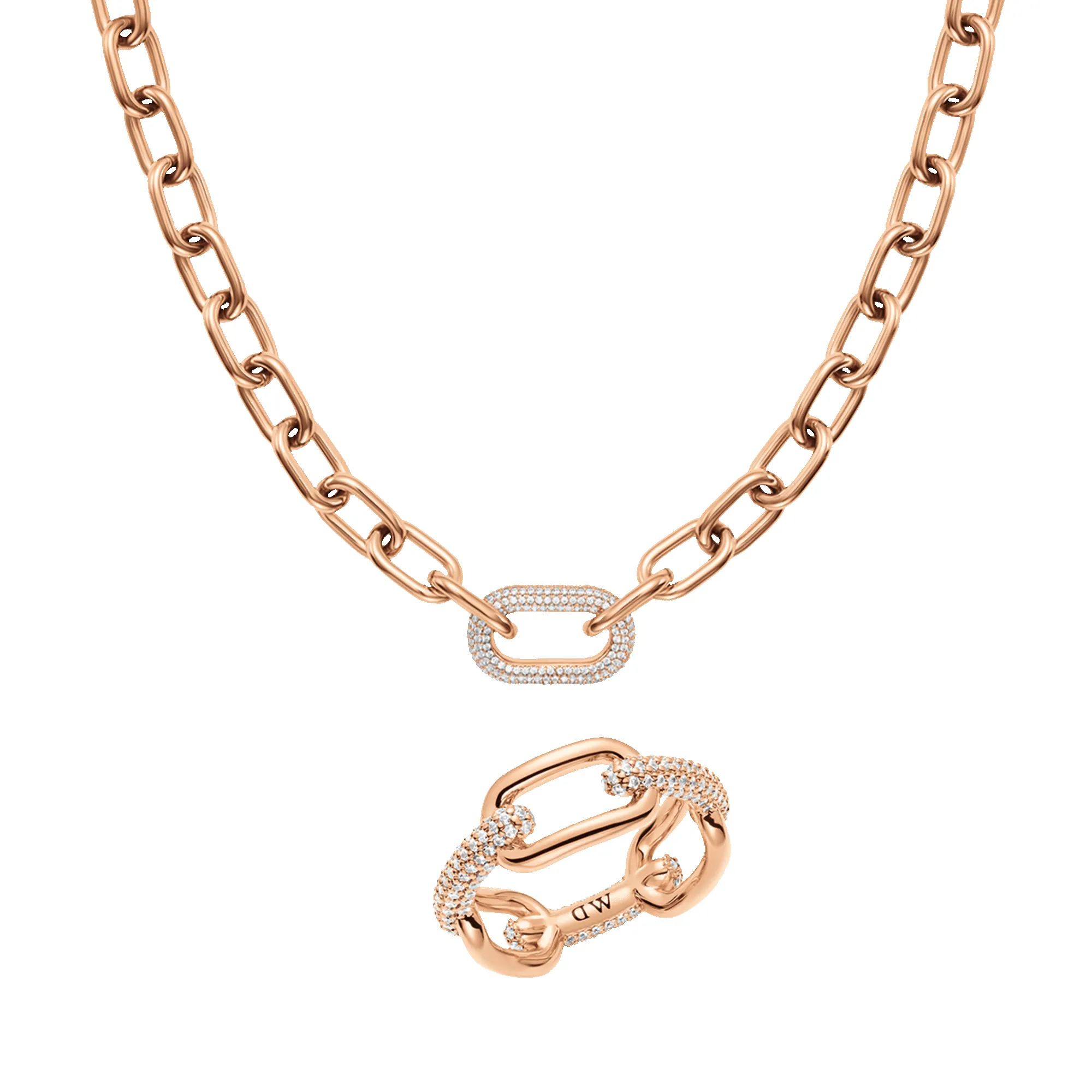 Crystal Link Ring, Necklace & Bracelet Rose Gold sold by Daniel Wellington