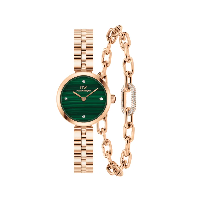 Elan Lumine Malachite & Crystal Link Bracelet Rose Gold sold by Daniel Wellington
