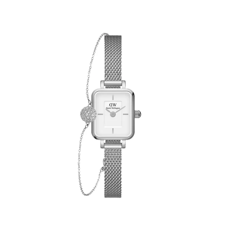 Quadro Mini Sterling & Pavé Crystal Pendant Bracelet Silver sold by Daniel Wellington