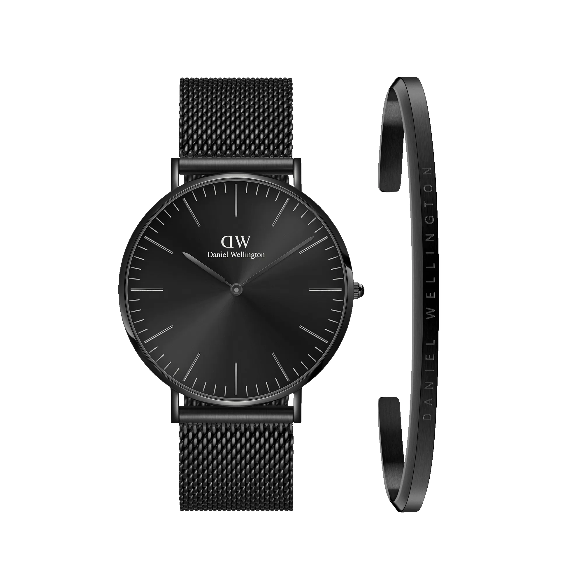 Classic Mesh Onyx + Classic Bracelet Black sold by Daniel Wellington