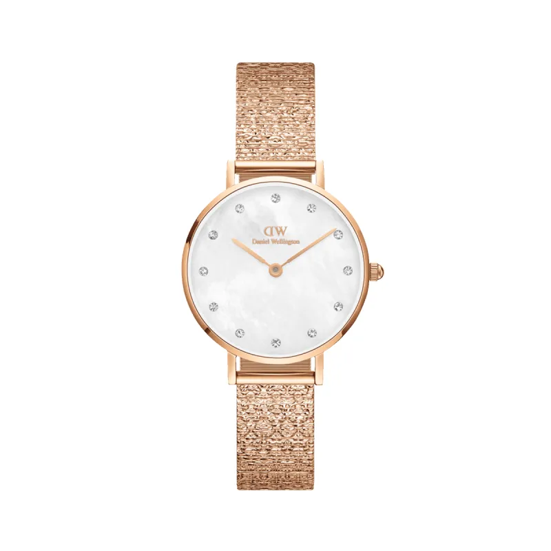 Petite Lumine Pressed Piano White MoP Rose Gold sold by Daniel Wellington