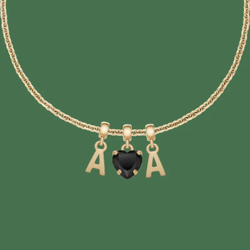 Chain Necklace + Heart Crystal B + 2x letter charms sold by Daniel Wellington