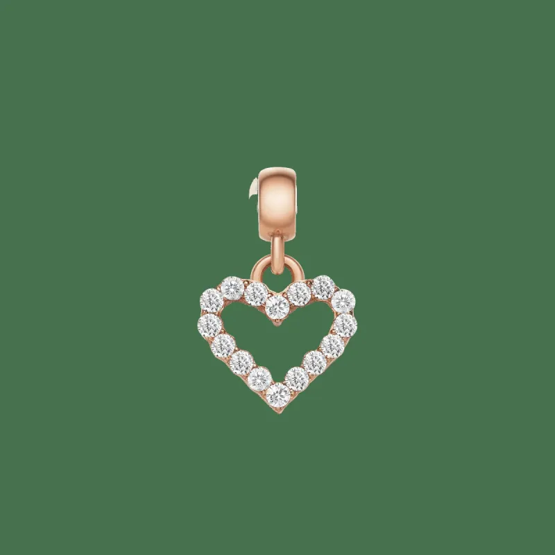 Heart Contour White Crystal Charm RG sold by Daniel Wellington