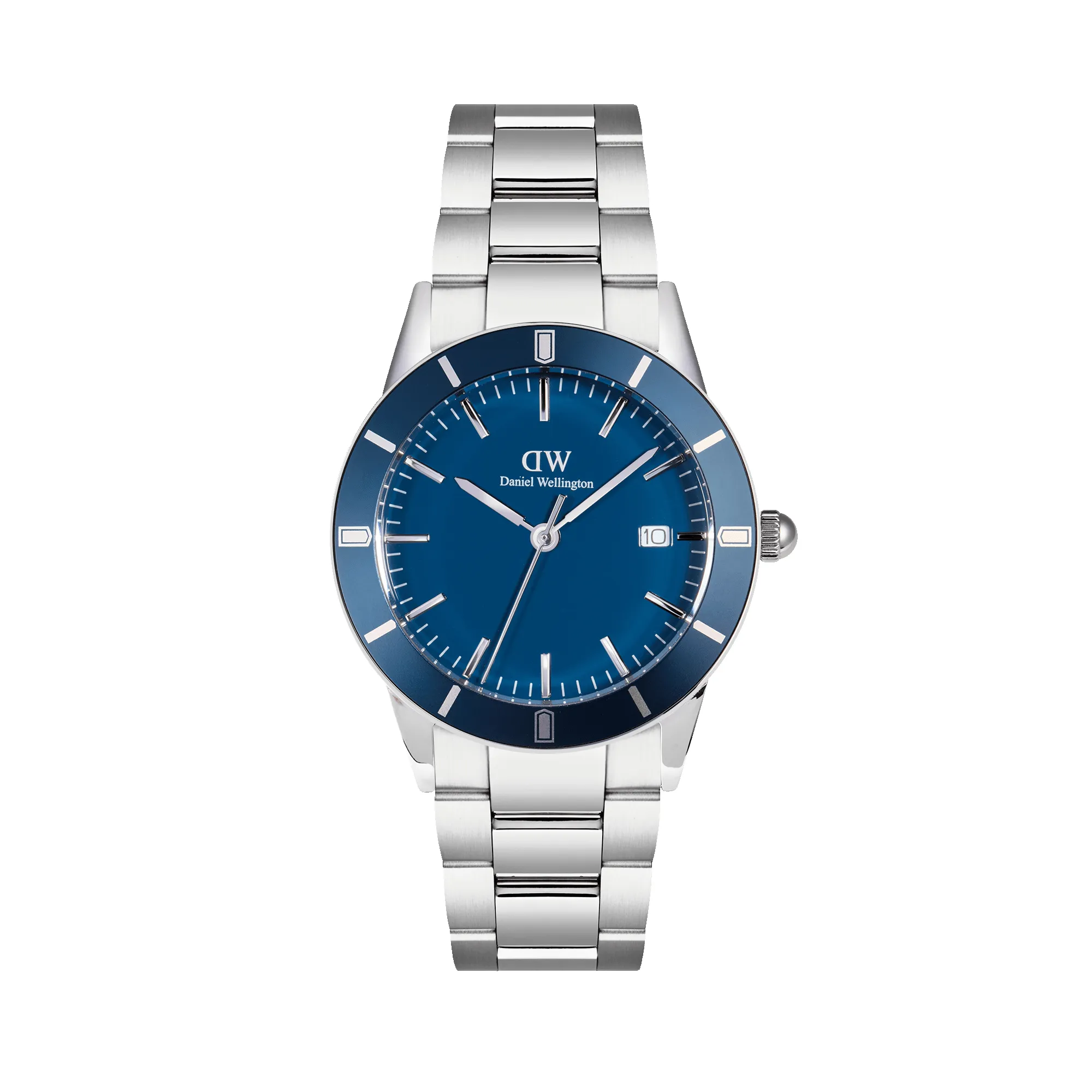 Iconic Paradigma Link Blue Enamel Silver sold by Daniel Wellington