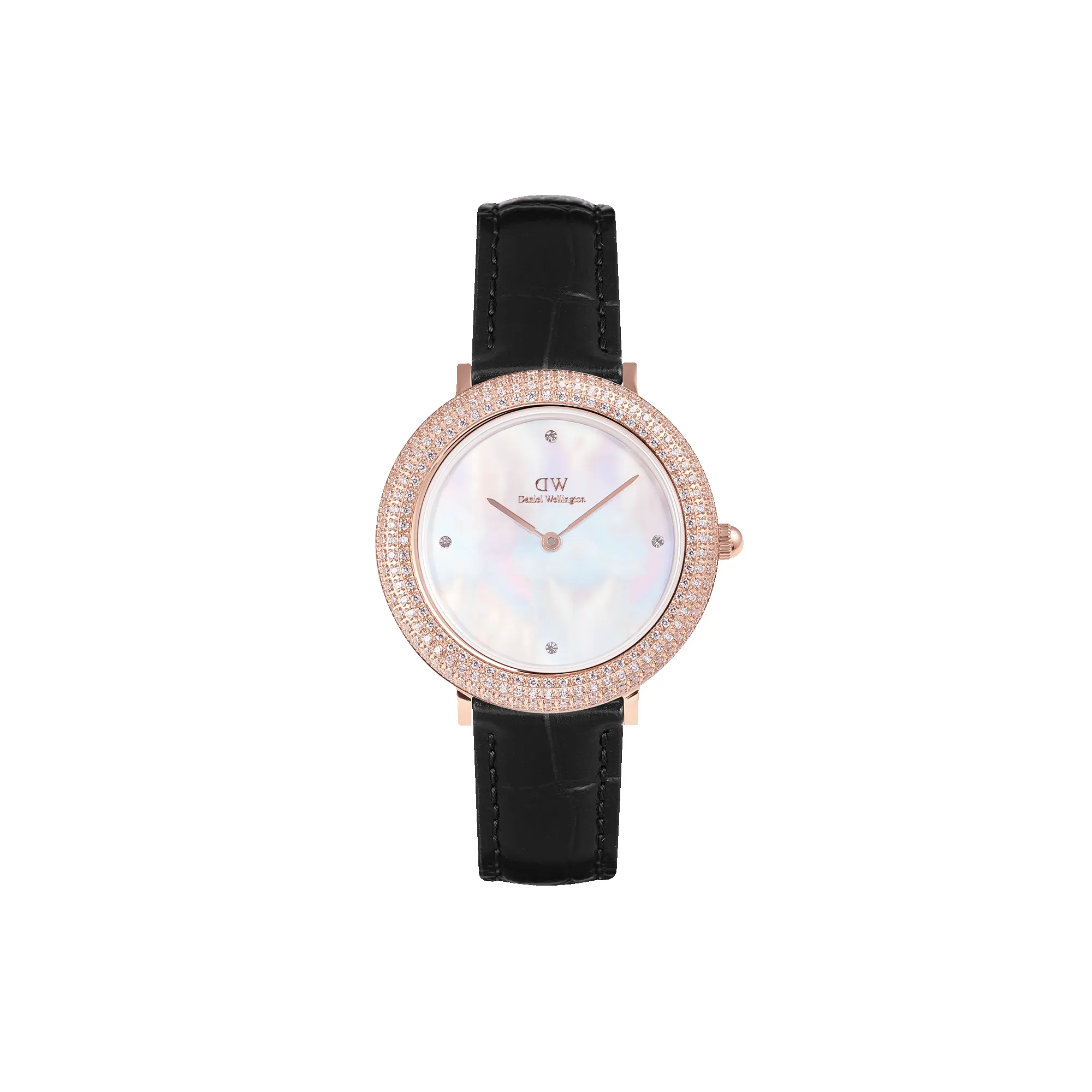 Crystalline Bezel Black Croc Rose Gold sold by Daniel Wellington