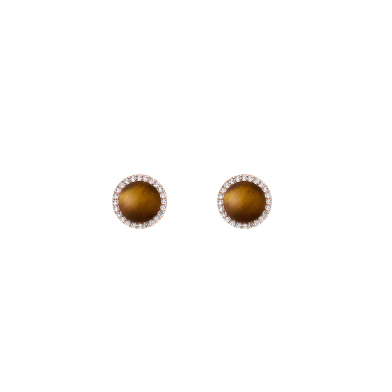 Audrey Earrings Tiger Eye Rose Gold sold by Daniel Wellington