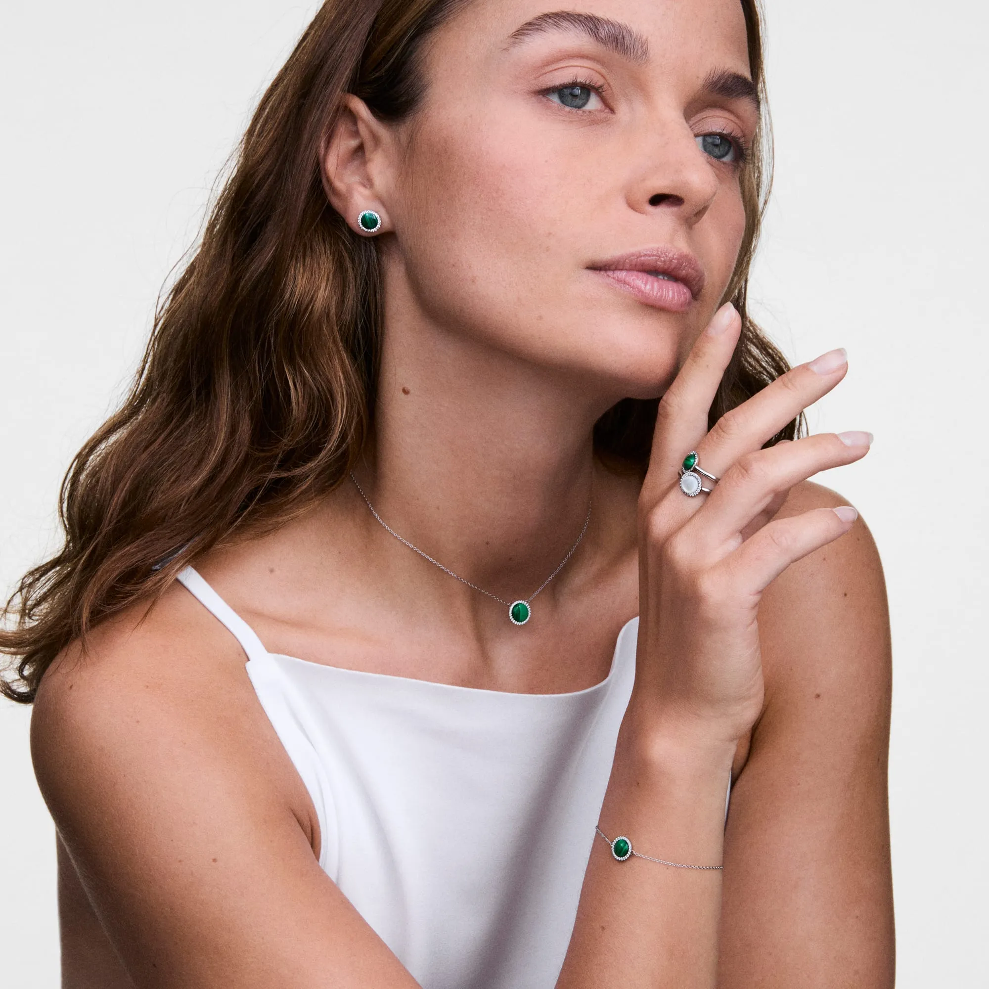 Audrey Earrings Malachite Silver sold by Daniel Wellington product image thumbnail 2