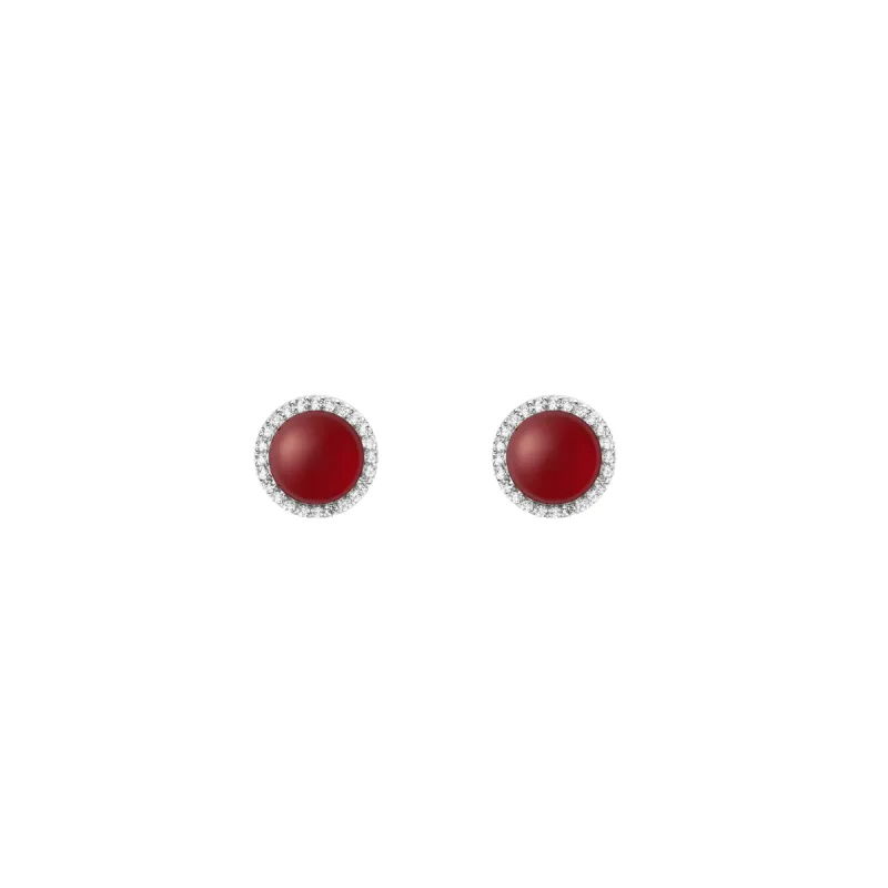 Audrey Earrings  Red Agathe Silver sold by Daniel Wellington