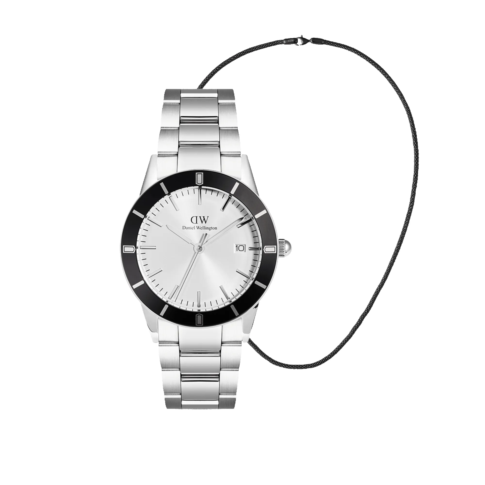 Iconic Paradigma & Tide Mesh Necklace Black Set sold by Daniel Wellington