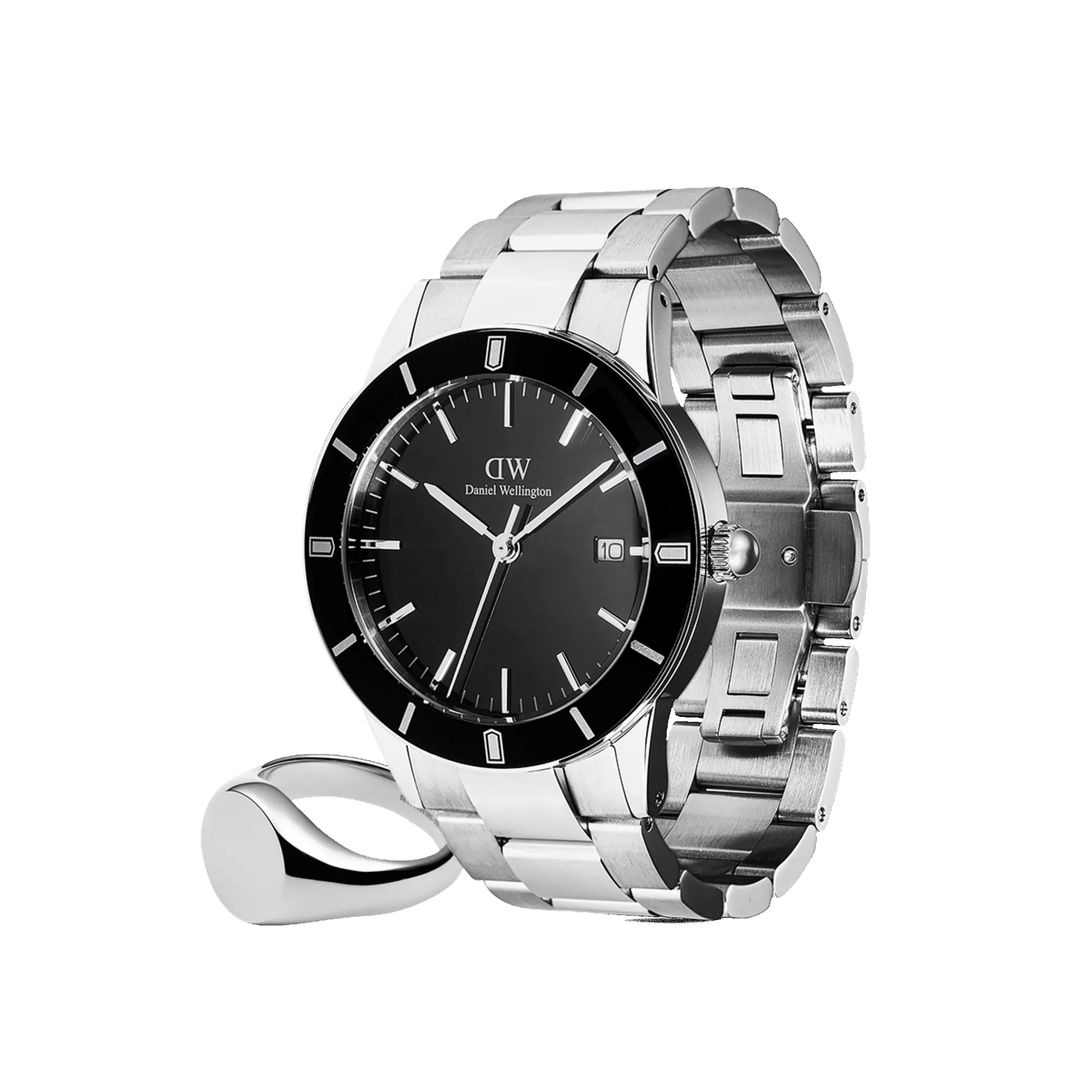 Iconic Paradigma Black & Classic Signet Ring Set sold by Daniel Wellington