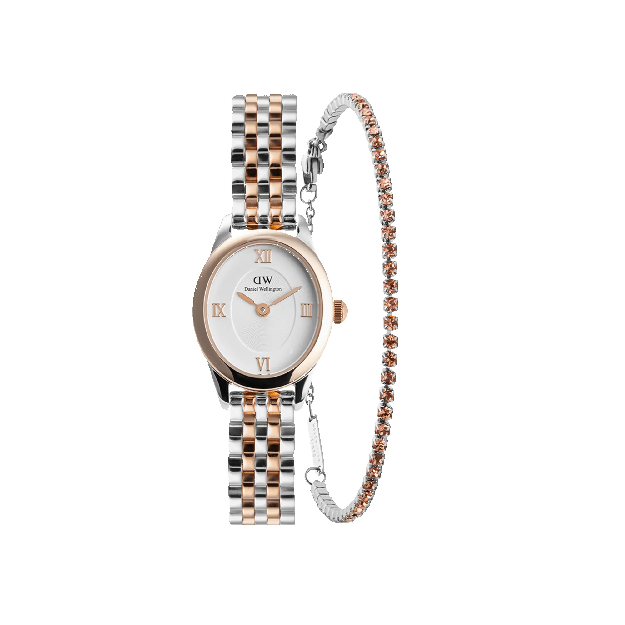 Ophelia Mini & Tennis Bracelet Apricot Silver Set sold by Daniel Wellington