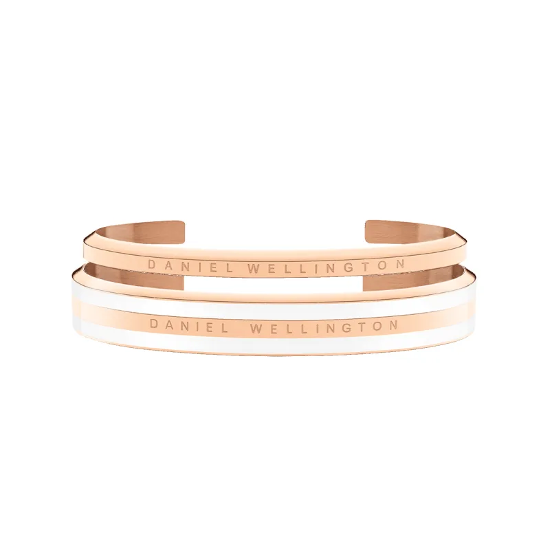 Emalie Bracelet Satin White + Classic Bracelet Rose Gold sold by Daniel Wellington