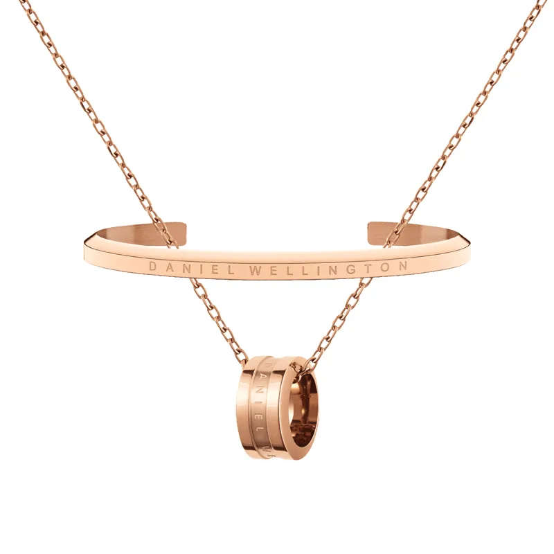 Elan Lumine Necklace + Classic Bracelet Rose Gold sold by Daniel Wellington