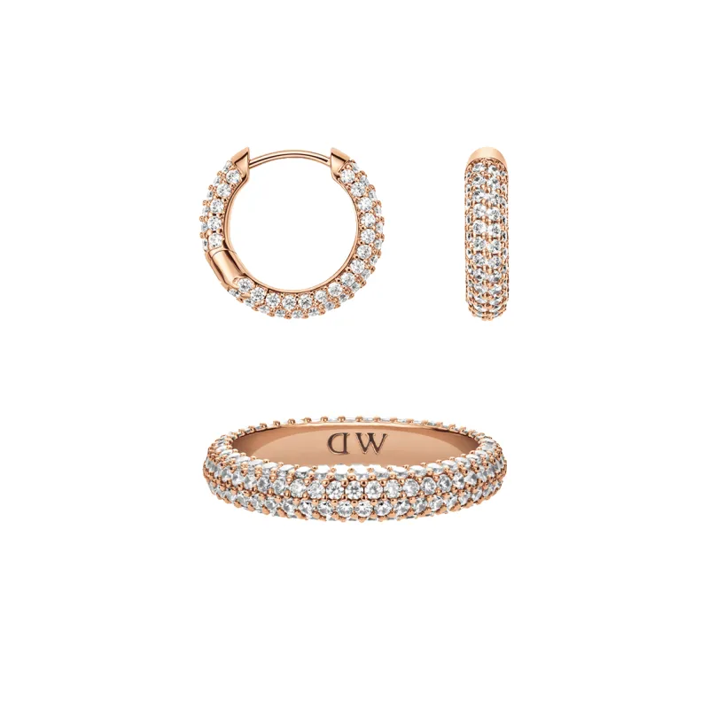 Pavé Ring & Earrings Rose Gold Set sold by Daniel Wellington