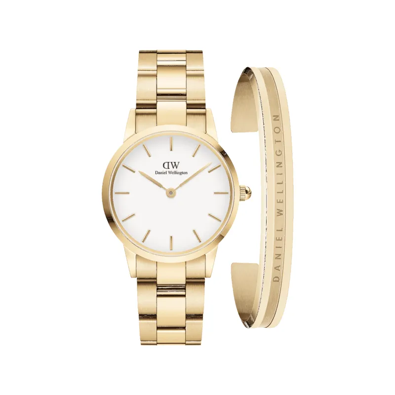 Iconic Link Eggshell White + Elan Bracelet Gold sold by Daniel Wellington