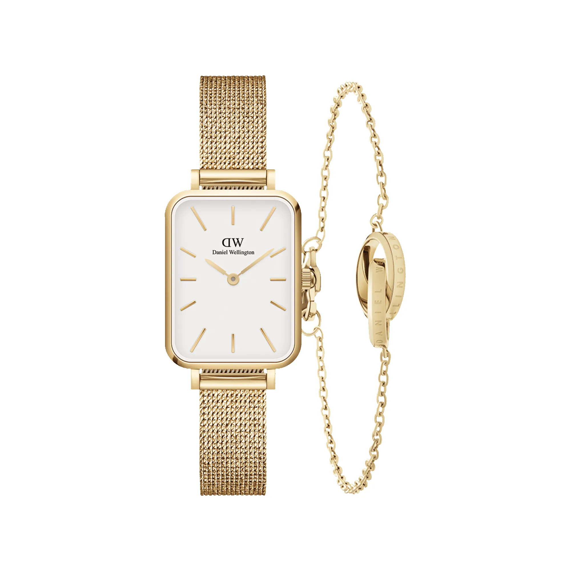 Quadro Pressed Eggshell White + Elan Unity Bracelet Gold sold by Daniel Wellington