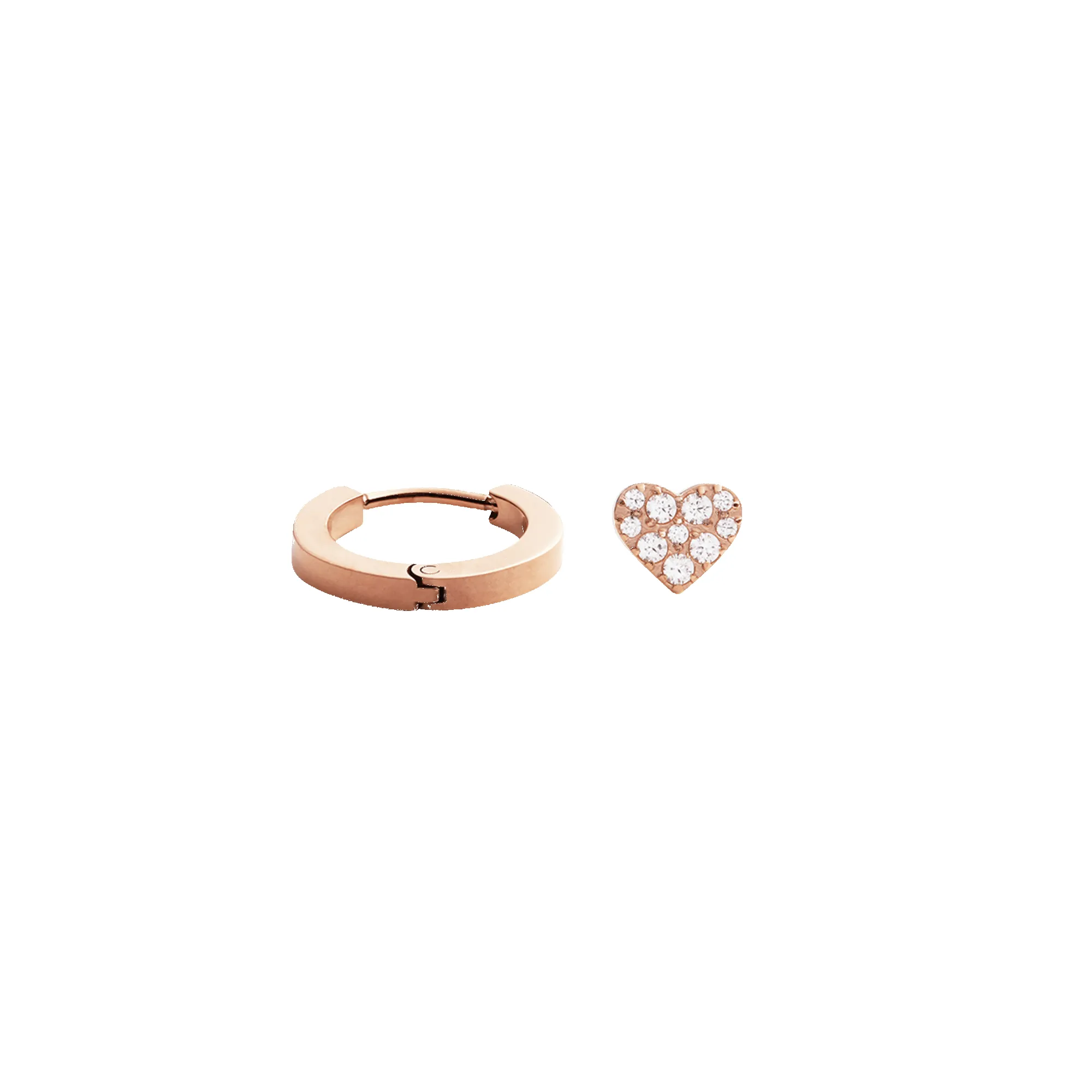 Hoop + Crystal Heart Stud Rose Gold Set sold by Daniel Wellington