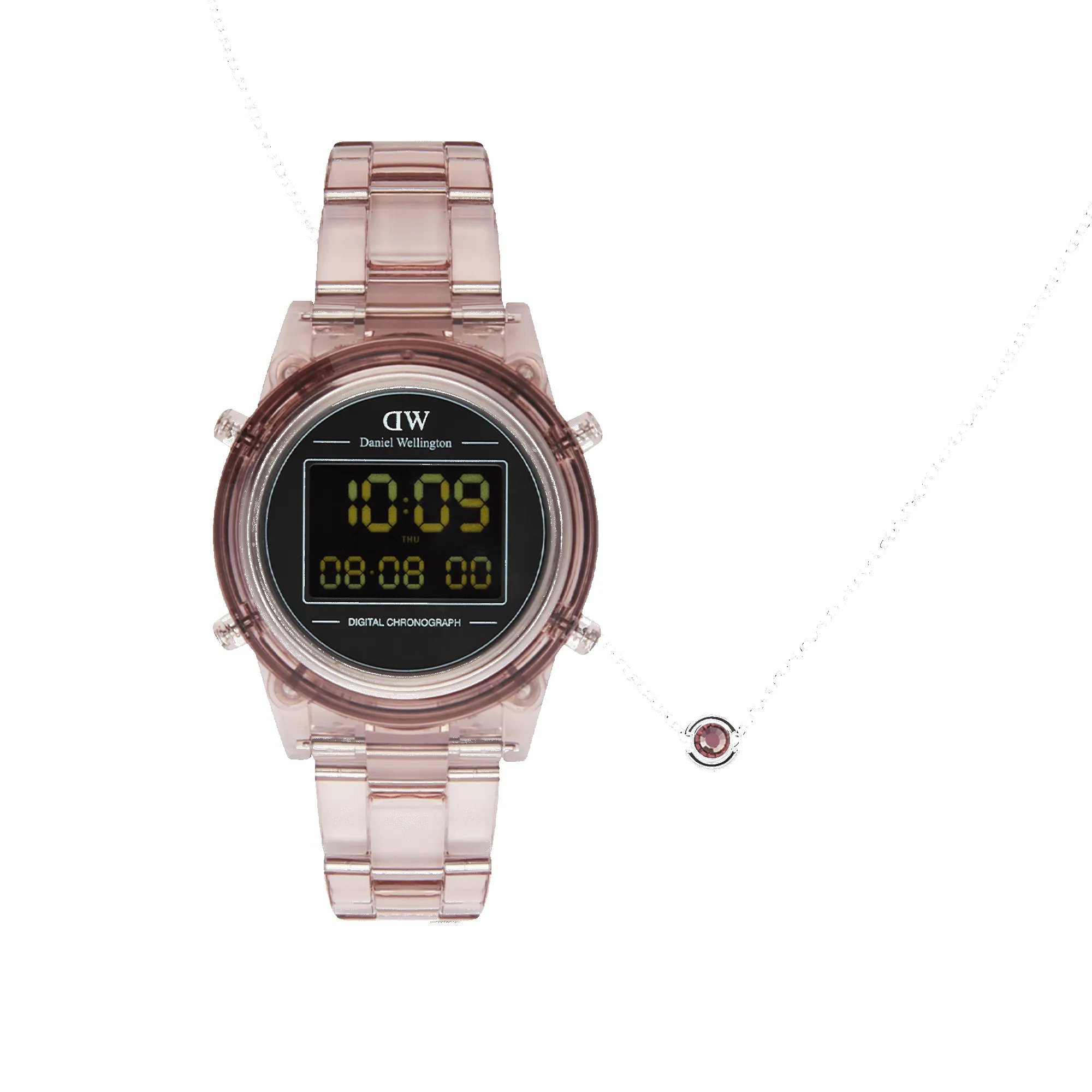 Retro Digital & Light Pink Sterling Silver Necklace Charm set sold by Daniel Wellington