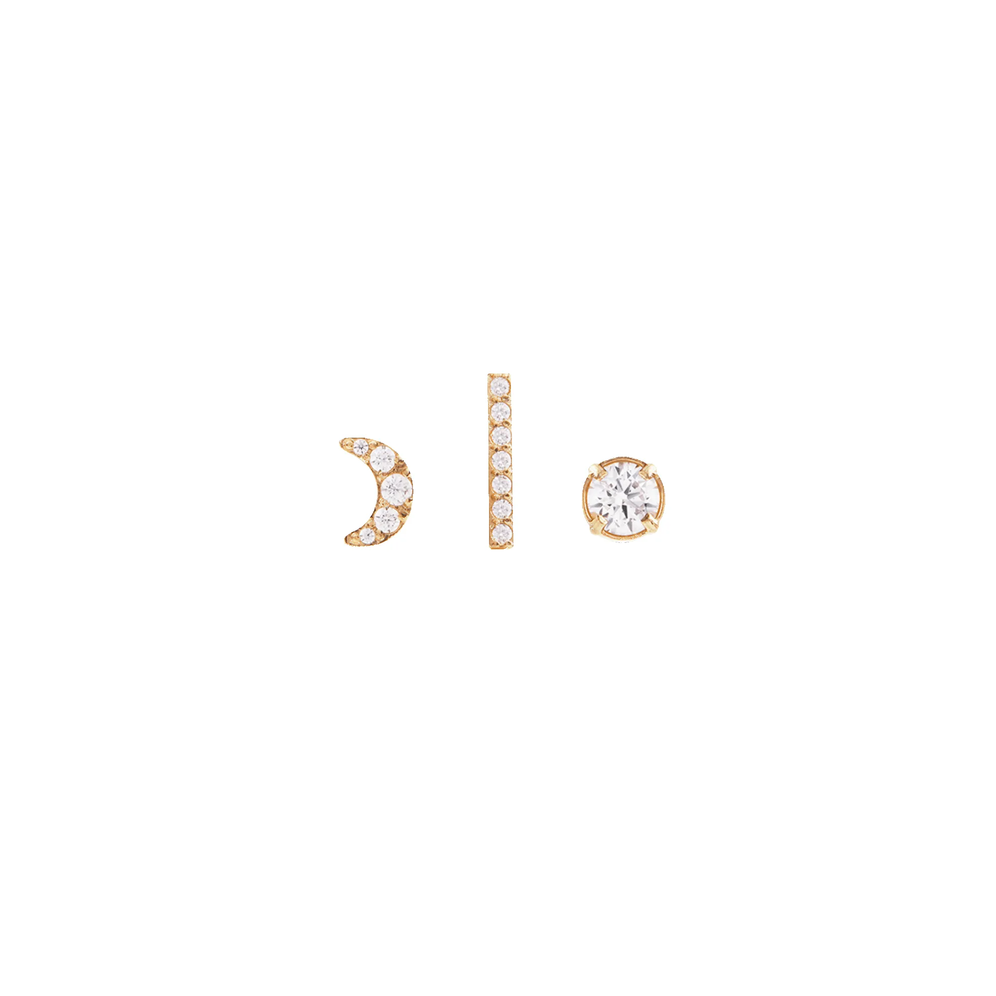 Crystal Moon + Crystal Bar + Crystal Stud Gold Set sold by Daniel Wellington