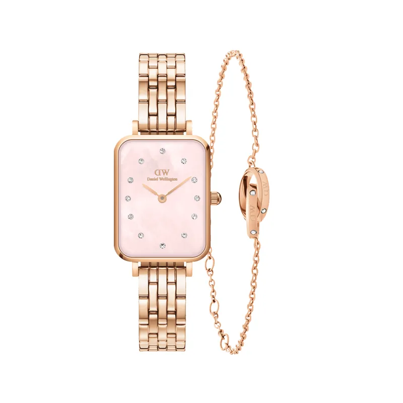 Quadro Lumine 5-link Melrose Pink MOP & Classic Unity Lumine Bracelet RG sold by Daniel Wellington