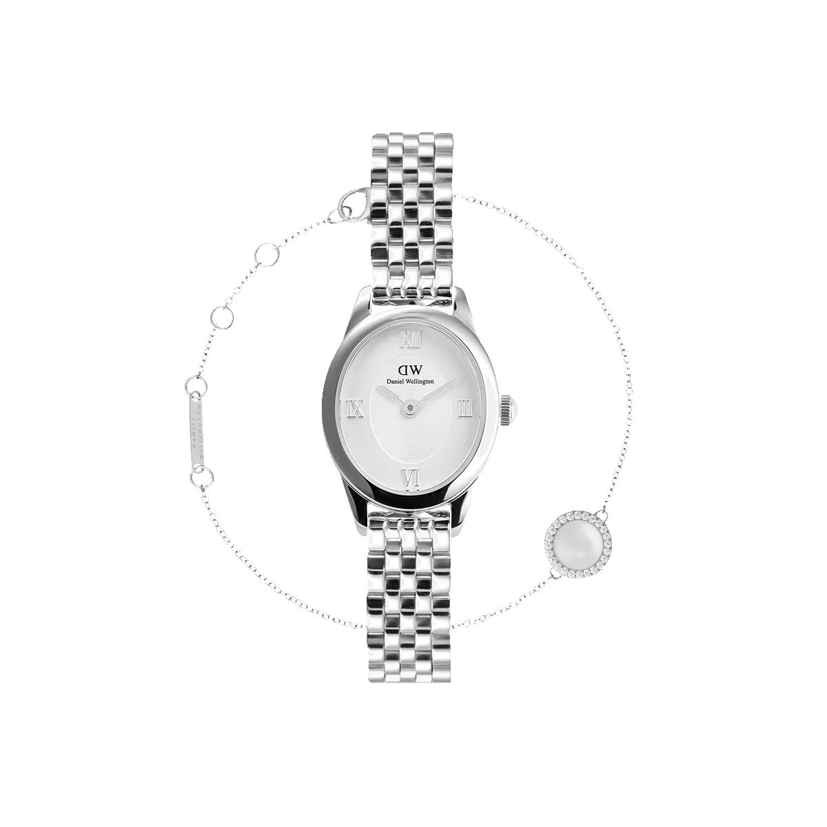 Ophelia Mini + Audrey Bracelet MOP Silver Set sold by Daniel Wellington