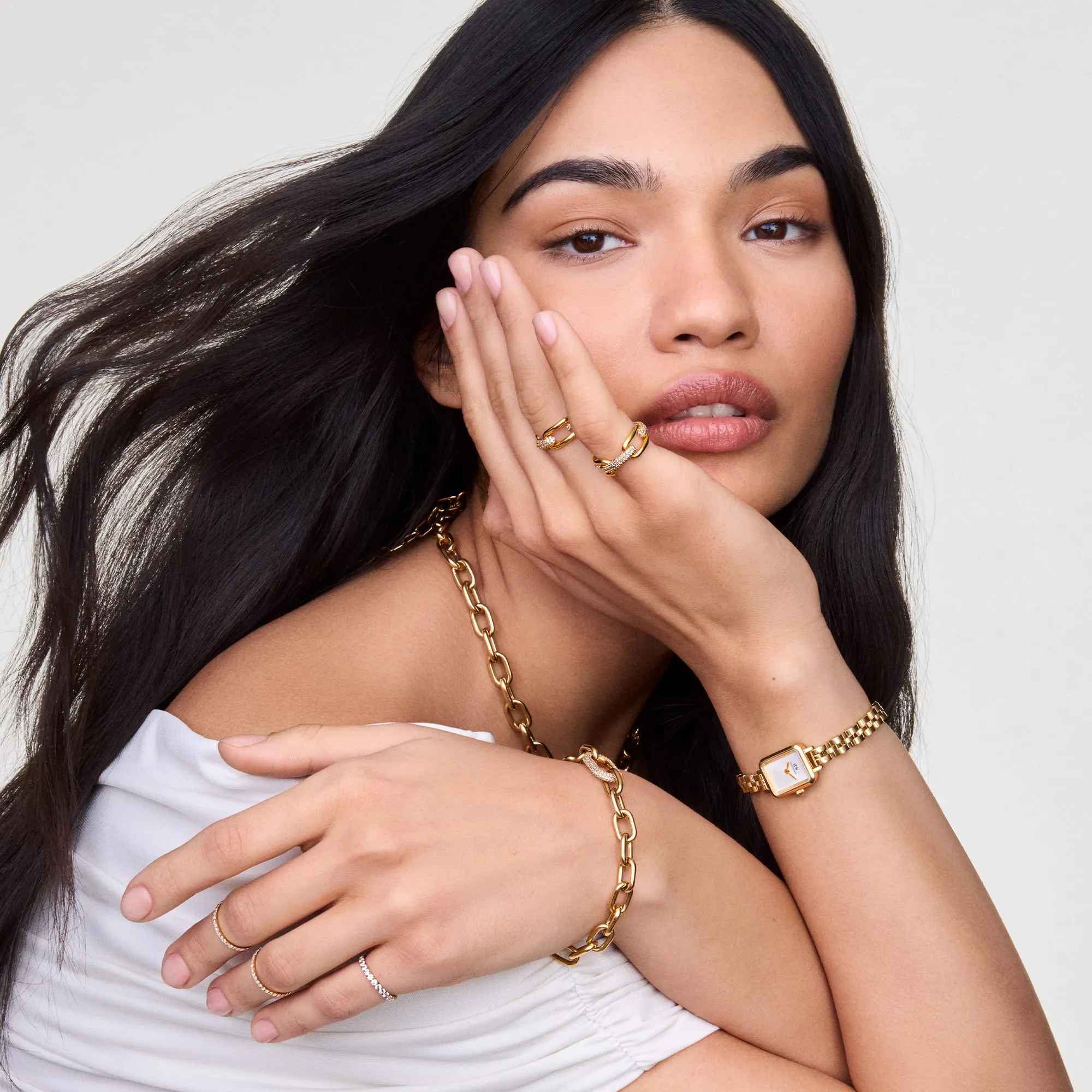 Quadro Mini Arch 3-link White Sunray Rose Gold sold by Daniel Wellington product image thumbnail 2