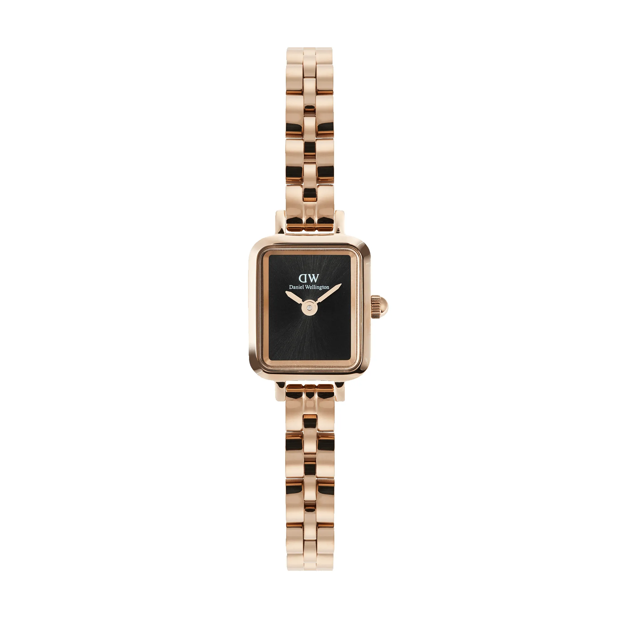 Quadro Mini Arch 3-link Onyx Sunray Rose Gold sold by Daniel Wellington