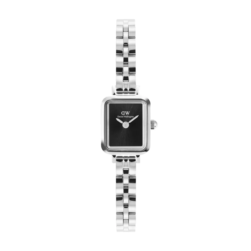 Quadro Mini Arch 3-link Onyx Sunray Silver sold by Daniel Wellington