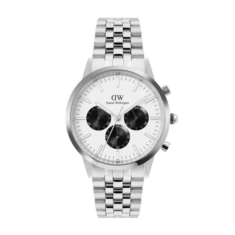 Iconic Chronograph Arch 5-Link Off- White Panda Silver sold by Daniel Wellington