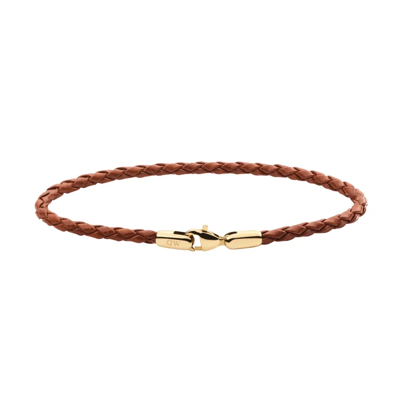 Daniel  Braided Leather Bracelet St Mawes 2.8 Gold sold by Daniel Wellington