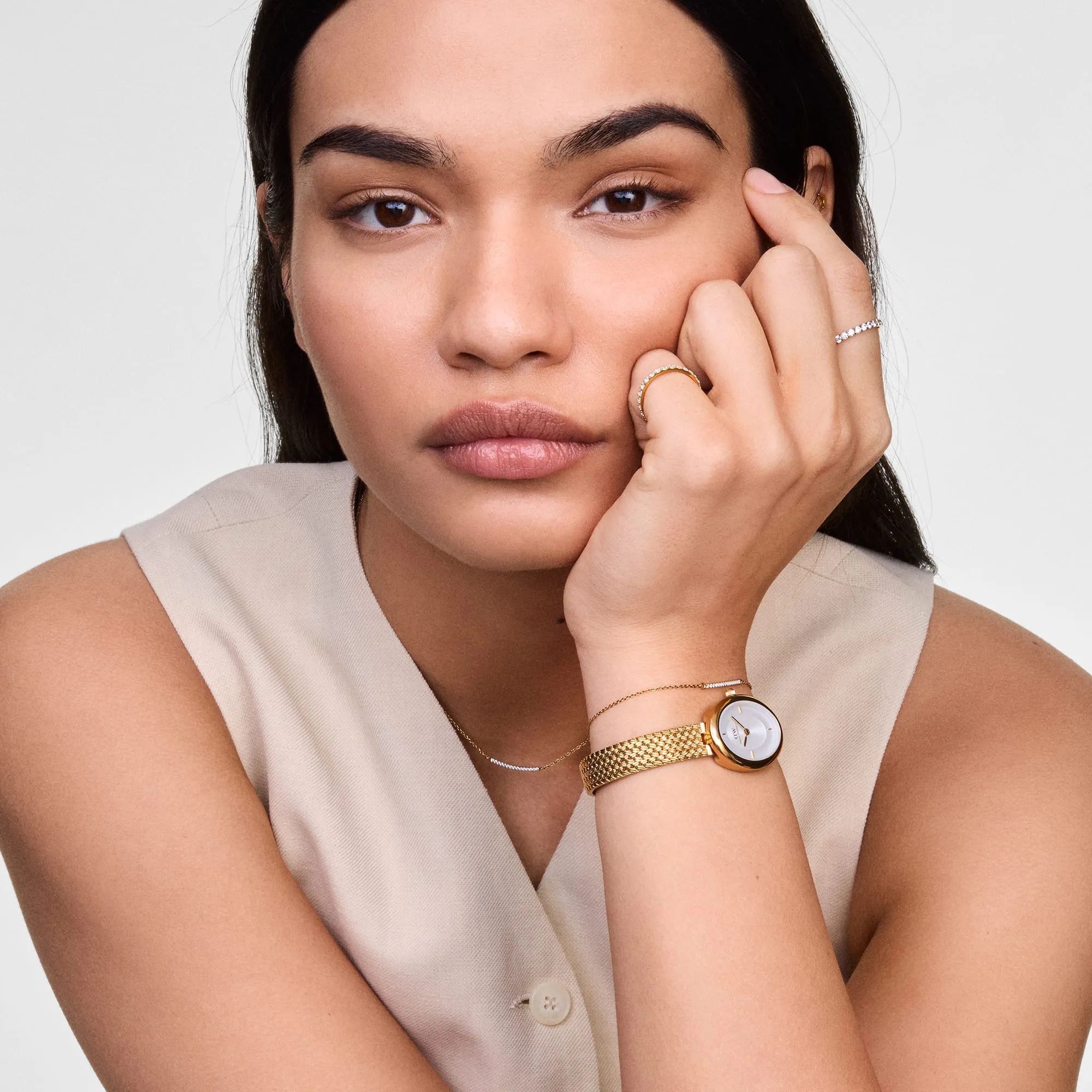 Juliette Braided Mesh White Sunray Gold sold by Daniel Wellington product image thumbnail 2