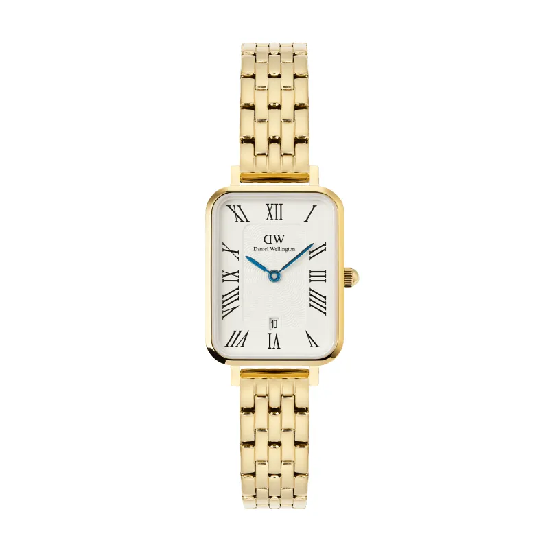 Quadro Roman Numerals Date 5-link Gold sold by Daniel Wellington