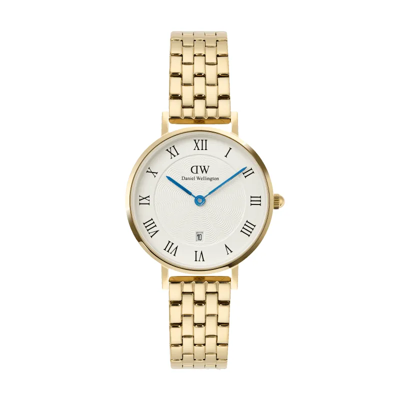 Petite Roman Numerals Date 5-link Gold sold by Daniel Wellington
