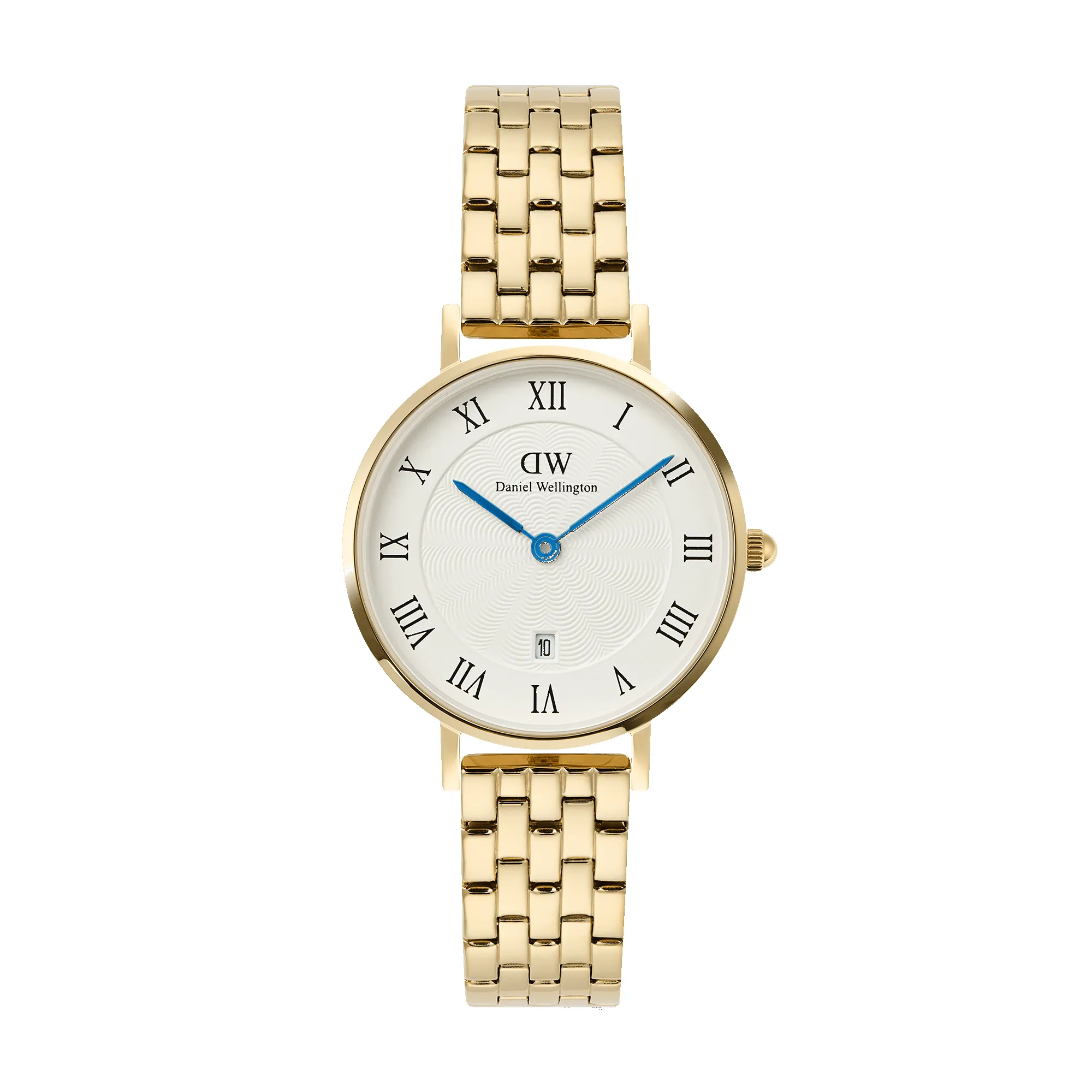 Petite Roman Numerals Date 5-link Gold sold by Daniel Wellington