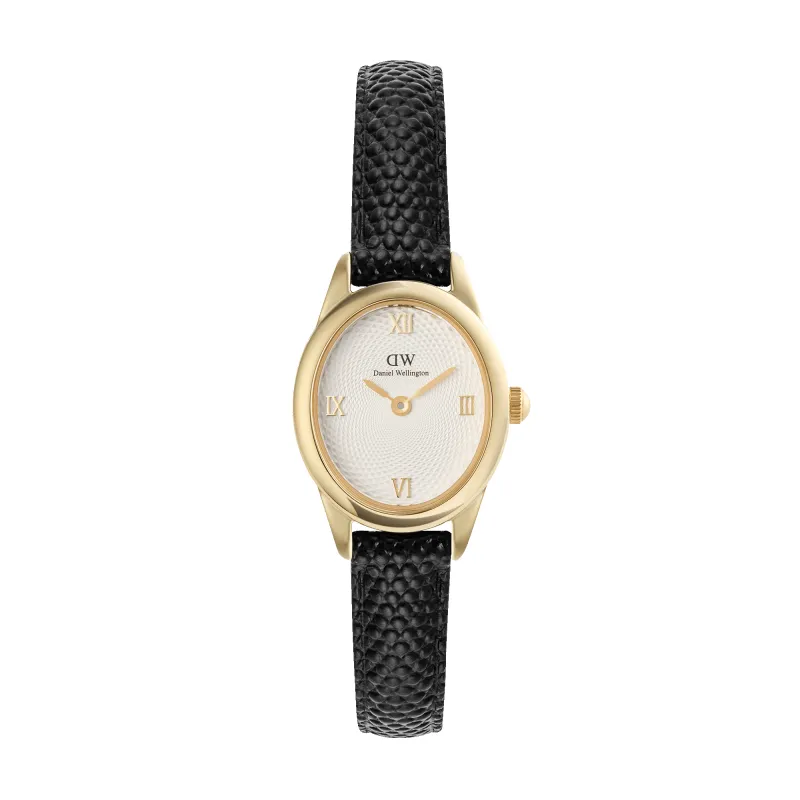 Ophelia Mini Black Lizard White Guilloché Gold sold by Daniel Wellington