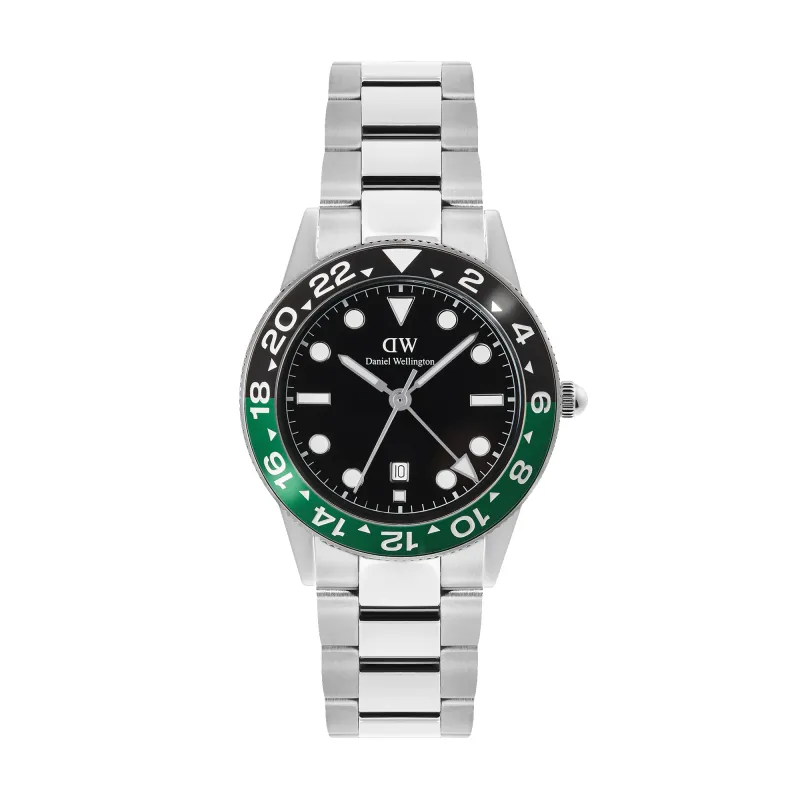 Iconic GMT Link Black Green Ceramic Bezel Silver sold by Daniel Wellington