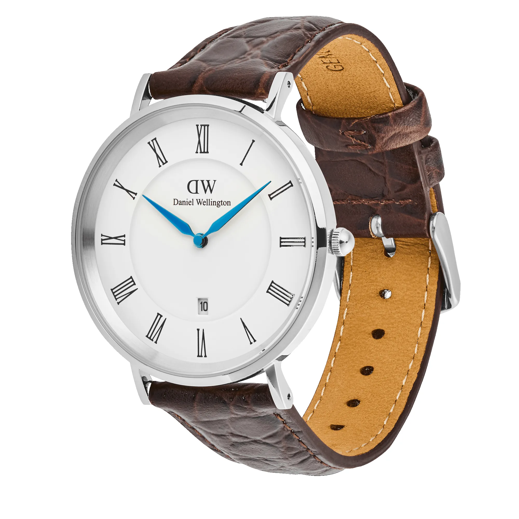 Classic Roman Numerals Date Dark Brown Croc Belly Silver sold by Daniel Wellington product image thumbnail 4