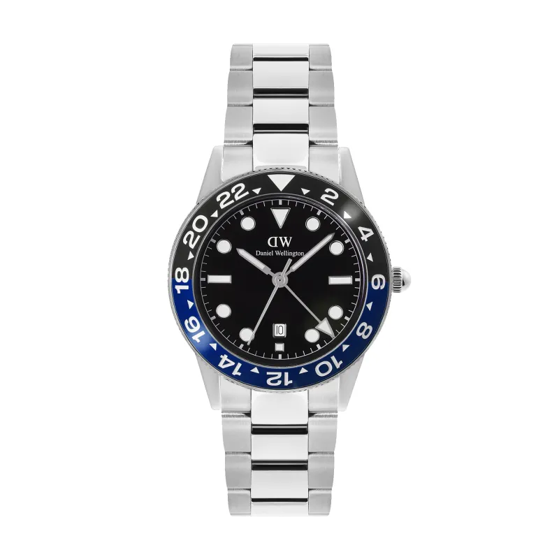 Iconic GMT Link Black Blue Ceramic Bezel Silver sold by Daniel Wellington