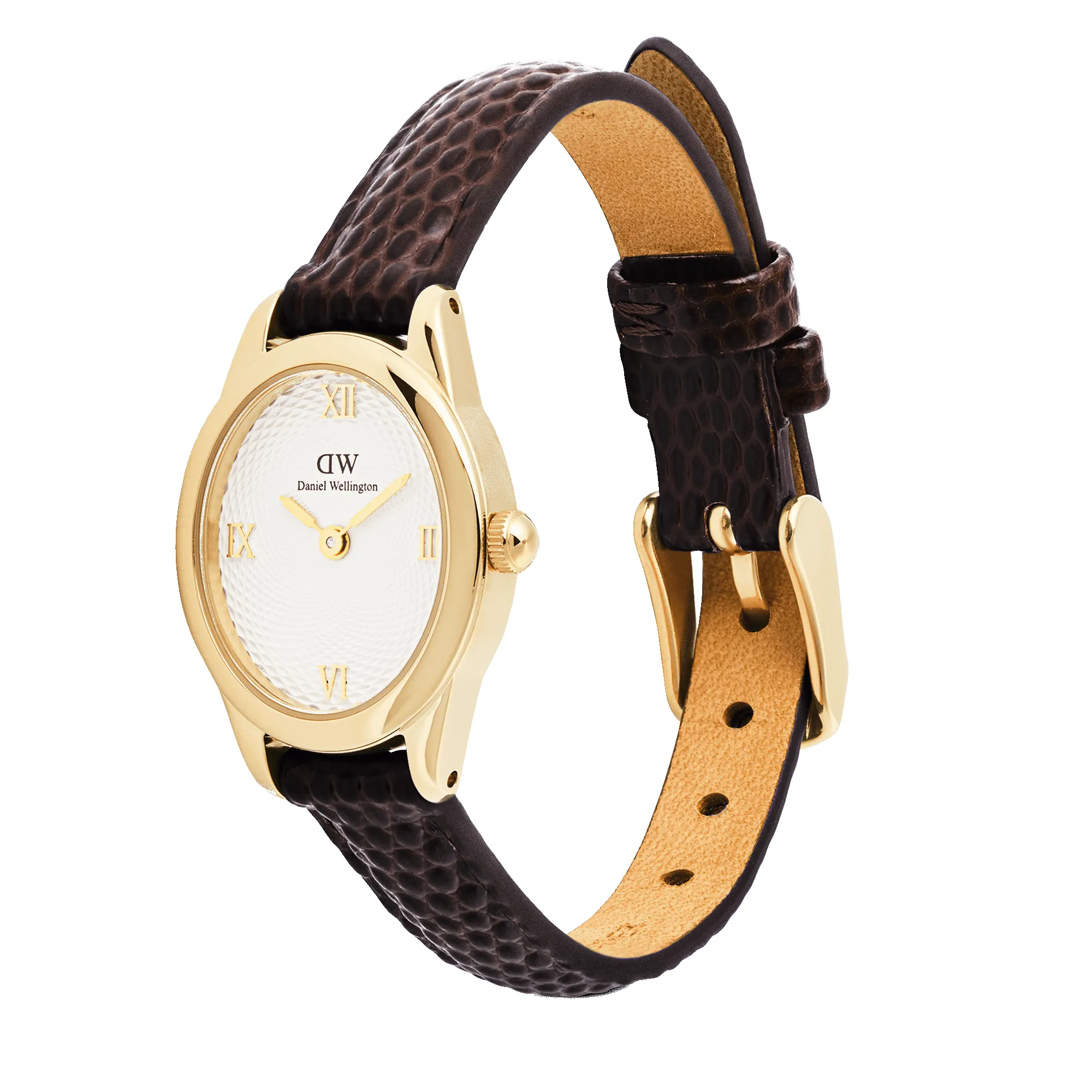 Ophelia Mini Dark Brown Lizard White Guilloché Gold sold by Daniel Wellington product image thumbnail 4
