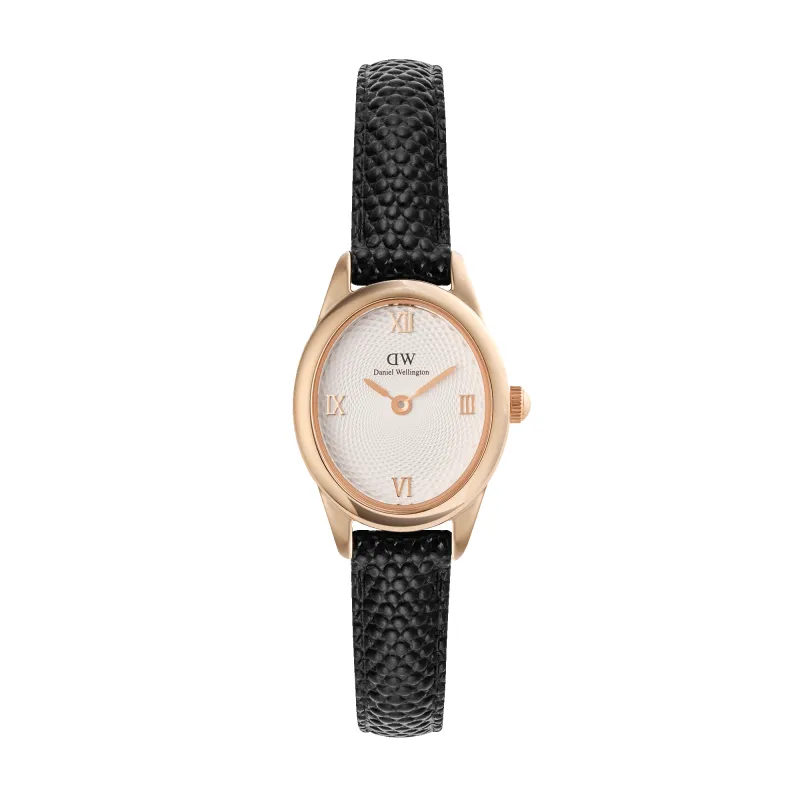 Ophelia Mini Black Lizard White Guilloché Rose Gold sold by Daniel Wellington