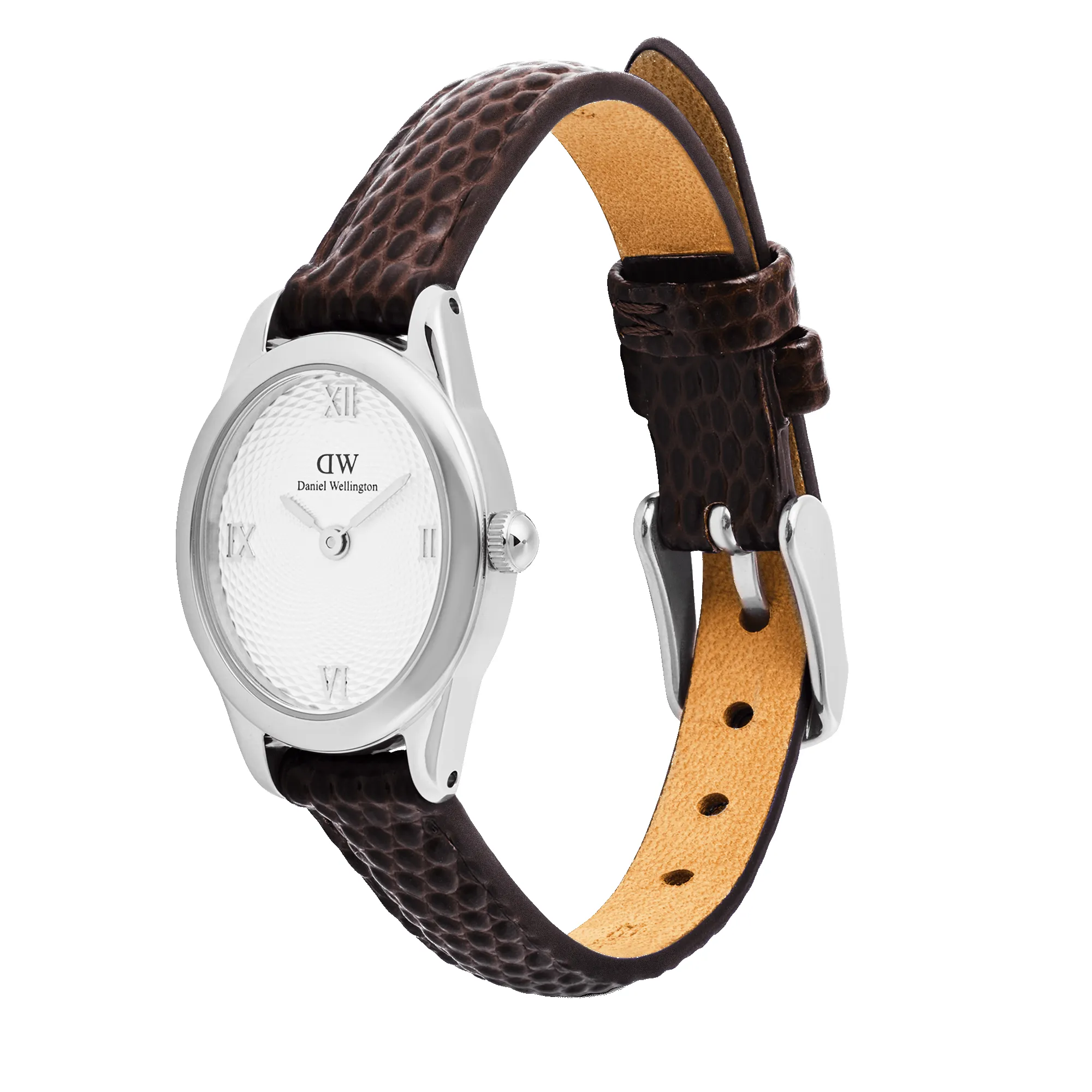 Ophelia Mini Dark Brown Lizard White Guilloché Silver sold by Daniel Wellington product image thumbnail 4