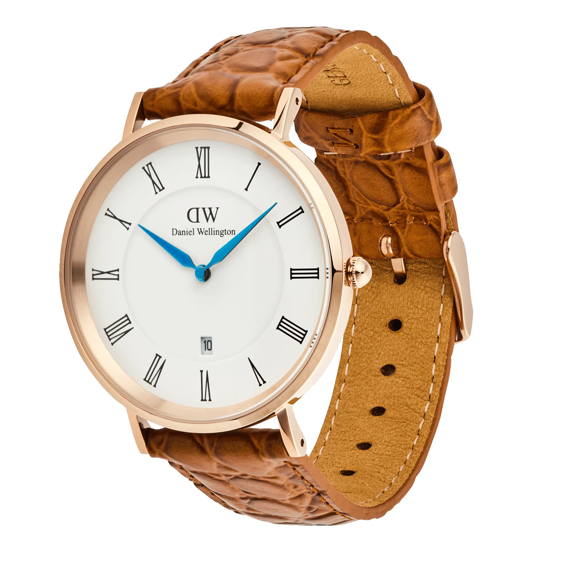 Classic Roman Numerals Date Light Brown Croc Belly Rose Gold sold by Daniel Wellington product image thumbnail 4