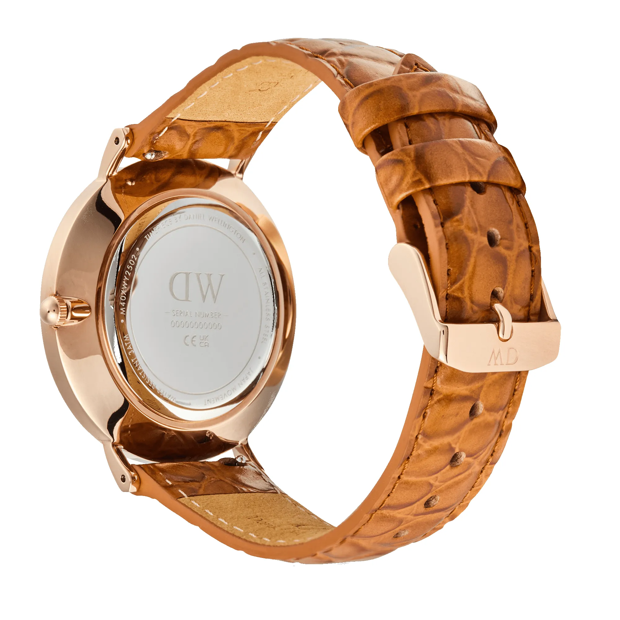 Classic Roman Numerals Date Light Brown Croc Belly Rose Gold sold by Daniel Wellington product image thumbnail 5