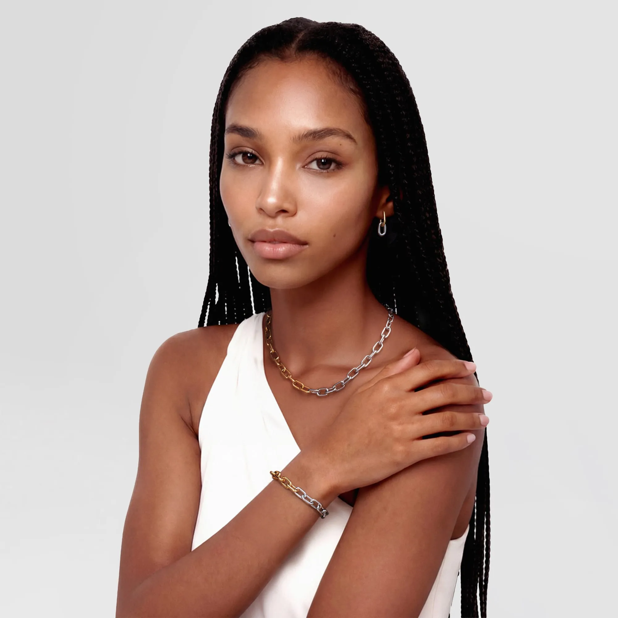 Contrast Link Earrings Two Tone Gold sold by Daniel Wellington product image thumbnail 2