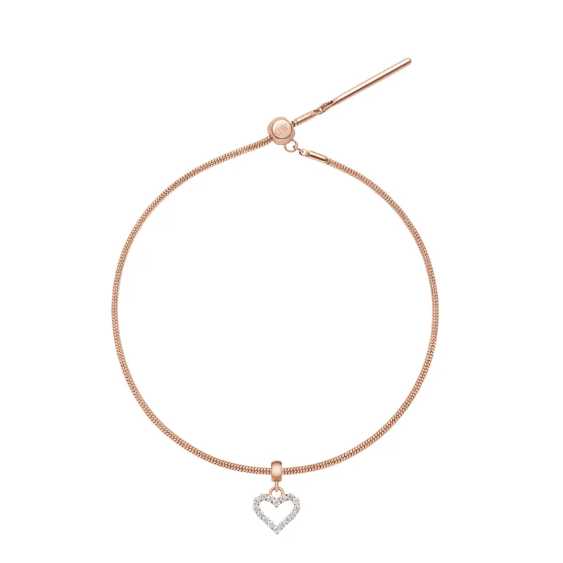 Heart Contour White Crystal Rose Gold Charm + Snake Bracelet RG sold by Daniel Wellington